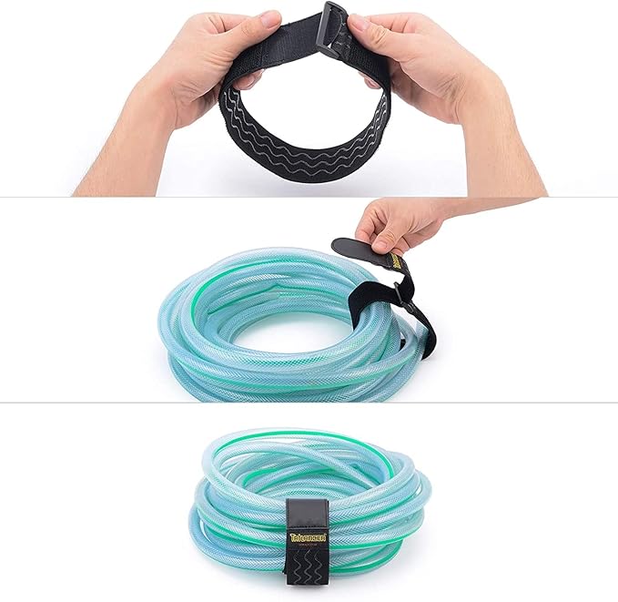Trilancer Elastic Cinch Straps with Anti-Slip Strips, 2" x 18"(4 Pack) Hook and Loop Storage Straps with Buckle, Bundling Bands for Extension Cords, Cables, Ropes, Hoses, Bike, Boat, Pant Garters