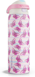 ENCOOL Leakproof Insulated Water Bottle with Straw Dual-Sip Water Bottle Bag-Safe Design for Work, Commute & Gym – Keeps Drinks Cold All Day, 32 oz, Y2K Butterfly