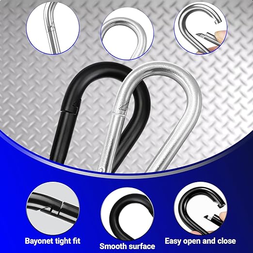 150 Pack 2" Heavy Duty Carabiner Clips, M5 Sliver Galvanized Steel Spring Snap Hooks, Rust-Resistant Keychain Clips for Hammock, Camping, Hiking, Fishing, Swing Set