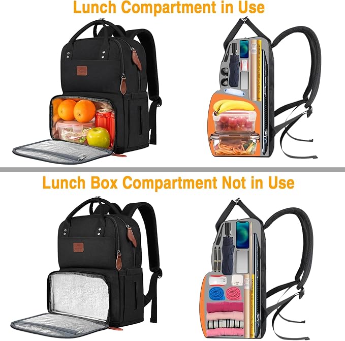 MATEIN 17 Inches Lunch Backpack, Extra Large Lunch Box with Insulated Cooler Compartment, Water Resistant Laptop Backpack for College Work Picnic Beaches