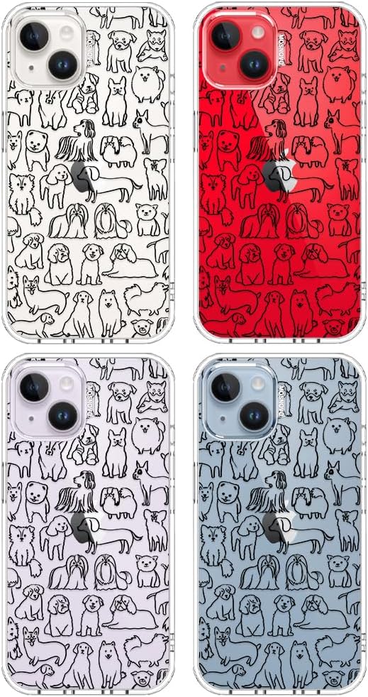 MOSNOVO for iPhone 13/14 Case | Military Grade 6.6ft Drop Tested | Clear with Doodle Dog Design
