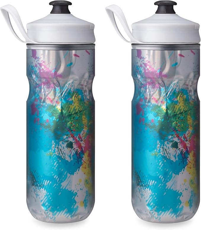 HydraPak | Polar Bottle - Polar Sport Insulated Water Bottle 2-Pack - BPA-Free, Sport & Bike Squeeze Bottle with Handle (Splash Multi, 600ml / 20oz)