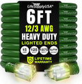 6ft Outdoor/Indoor Extension Cord 12/3 Gauge Extra Heavy Duty 3 Prong SJTW, Waterproof, Flexible Cold-Resistant Long Power Cord,125 Amp 1875W, Green by LifeSupplyUSA