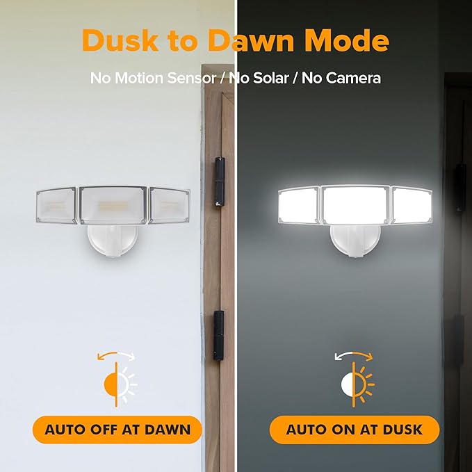 LUTEC 75W 8000LM Dusk to Dawn Outdoor Lighting, LED Flood Light Outdoor with Photocell, 5000K Daylight, IP65 Waterproof, LED Security Lights for Garage, Yard, Patio (White)