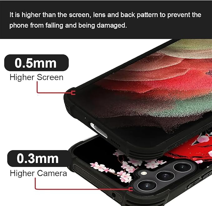 for Samsung Galaxy S23 FE Case, Sakura Japanese Samurai Pattern Graphic Design Girl Boy Soft Silicone Hard Acrylic Shock Protection for Samsung Galaxy S23 FE