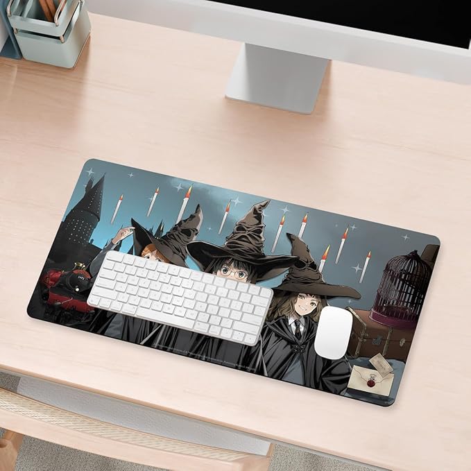 Head Case Designs Officially Licensed Harry Potter Ron, Harry, Hermione Graphics 23.62 x 11.81 x 0.12 inches (600 x 300 mm) - L Gaming Office Desk PC Keyboard Mouse Mat Pad