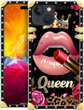 Compatible with iPhone 15 Case, Glitter Red Rose Queen Leopard Lipstick Luxury Golden Decoration for Girl Women Soft TPU Shockproof Protective Hard PC Back for iPhone 15