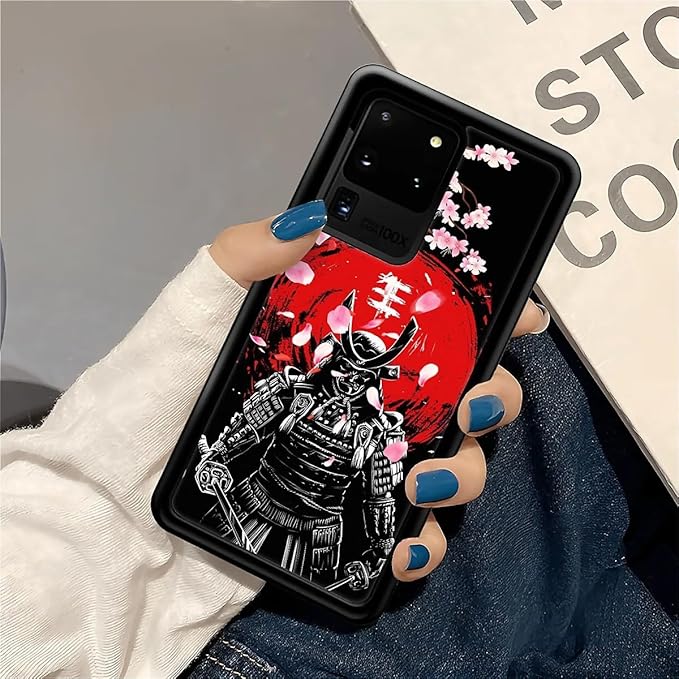 for Samsung Galaxy S20 Ultra Case, Sakura Japanese Samurai Pattern Graphic Design Girl Boy Soft Silicone Hard Acrylic Shock Protection for Samsung Galaxy S20 Ultra