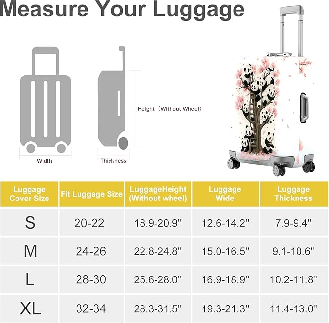 ANNA QUEEN Panda Luggage Cover, Cute Panda Tree Suitcase Protector, Stretchable Washable Travel Cover for 20-22 Inch Luggage