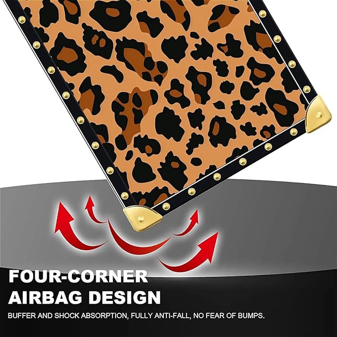 Compatible with iPhone 16 Pro Max Case, Brown Leopard Texture Luxury Golden Decoration for Girl Women Soft TPU Shockproof Protective Hard PC Back