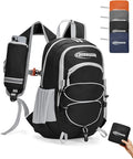 CROSSGEAR 24L Hiking Backpack, Lightweight Foldable Packable Daypack with RFID Pocket, Multi-Pocket, Nylon Small Travel Backpack, Water Resistant for Travel, Camping, Outdoor, Black