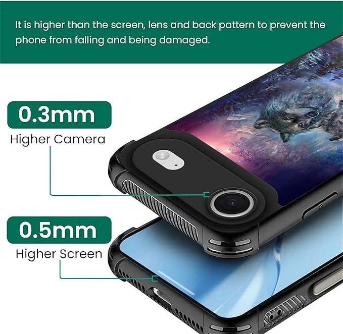 for iPhone 17 Air Case,for MagSafe Graphic Design for Girl Boy Soft Silicone Hard Acrylic Shock Protection Designed for iPhone 17 Air Star Two Wolfs Howling Pattern
