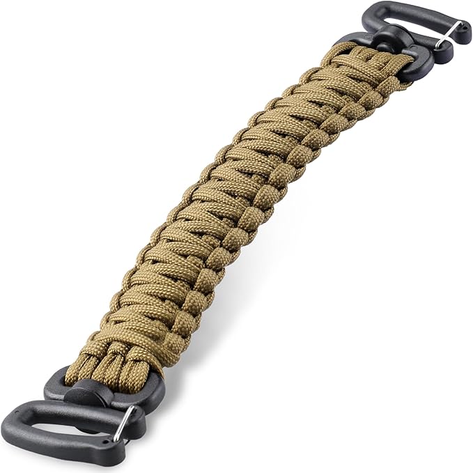 Tactical Paracord Handle，9-core Weaving Paracord Strap for Bag Strap Replacement，Molle Attachment with Metal/Plastic Clips for Backpack Sling Bags Water Bottle Holder