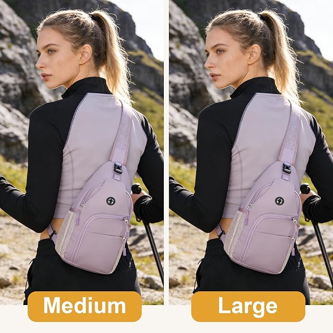 Pritent Crossbody Bags for Women Man, Waterproof Sling Bag Backpack Trendy Casual Cross Body Bags with Convertible Shoulder Strap Chest Bag for Camping Hiking Travel Essentials (Purple, Large)