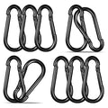 Black Carabiner, Heavy Duty Galvanized Steel Spring Snap Hook Carabiner Clips with 550LBS Holding Capacity, Ideal for Outdoor, Hammock, Swing and Travel (10PCS M8 3Inch)