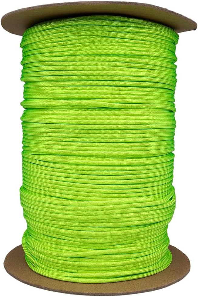 Paracord Planet Solid Color 550lb Paracord – 7 Strand Type III Nylon Cord for Indoor and Outdoor Tasks – Acid Lime (100 ft)