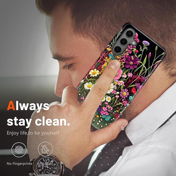 Compatible for Samsung Galaxy A16 5G Case, Dual Layer Heavy Duty 2 in 1 Shockproof Protective Phone Case,Beautiful Wildflowers
