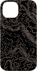 Topography Black & Brown Abstract Pattern Topographic Map Case for iPhone 14