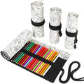 Funny live 24/36/48/72 Slots Colored Pencil Wrap Roll up Pen Holder Case Drawing Coloring Pencil Roll Organizer Stationery Case for Student Artist Traveler (Abstract Lines, 48 Slots)