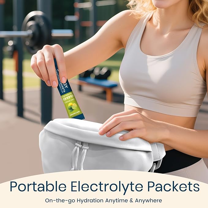 Electrolytes Powder Packets Sugar Free Hydration Packets, Liquid Daily IV Electrolyte Drink Mixex for Rehydration with Electrolytes, Vitamins, 0 Calorie, Lemon Lime Flavor, 20 Sticks