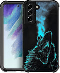 for Samsung Galaxy S22 Case, Blue Breathing Wolf Pattern Graphic Design Girl Boy Soft Silicone Hard Acrylic Shock Protection for Samsung Galaxy S22
