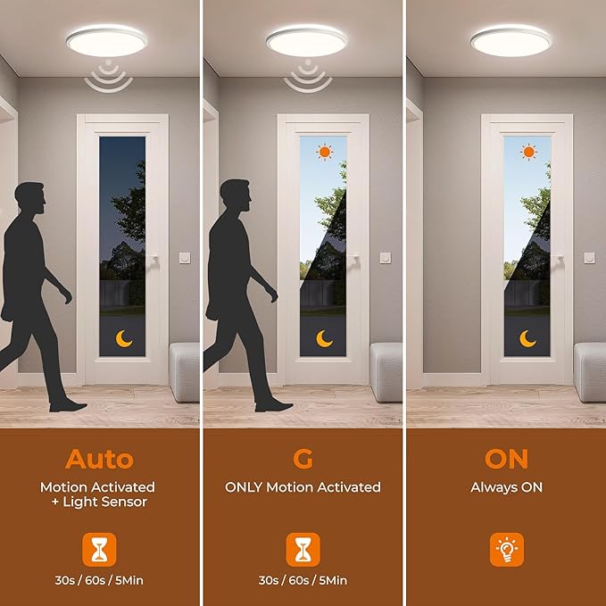 Matane 2Pack Motion Sensor LED Ceiling Light with Remote, 12 Inch Wired Flush Mount Light 3000K 4000K 5000K, 2400LM Dimmable Motion Sensor Light Indoor for Closet Hallway Laundry Stairs New Version