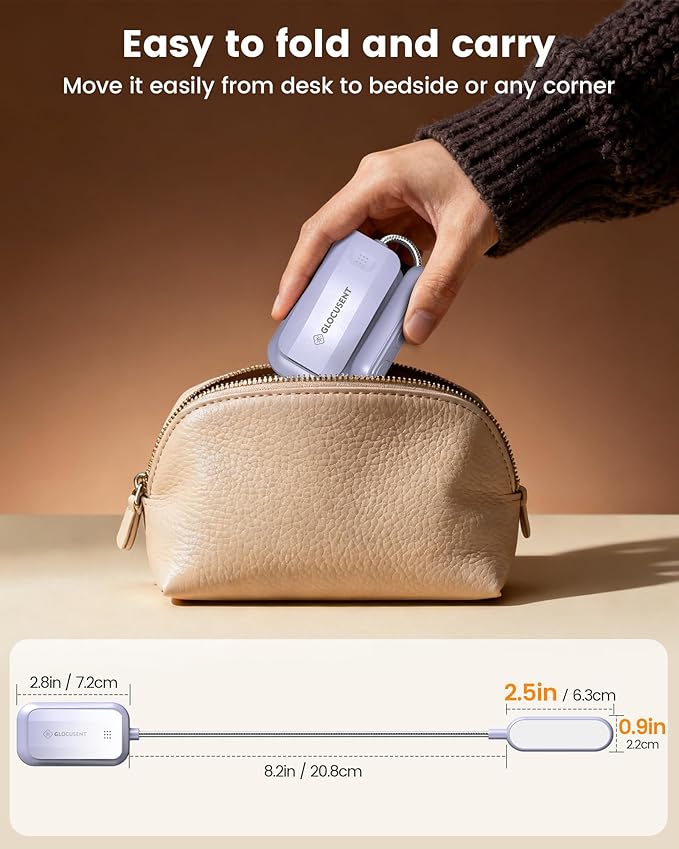 Glocusent 20 LED Reading Lights for Books in Bed, Eye Caring Reading Light, 5 Colors & 5 Brightness 3–100LM Dimmable, 1200mAh Rechargeable Book Light to 90H, Lightweight Clip on Light for Book Lovers