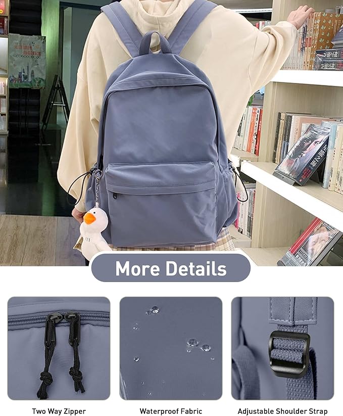 BJLFS School Bag Backpack for Women Kids Teens Girls, Small Bookbag College Student Backpack for School Men Boys, Mochilas Escolares para Casual Daypack Mini Book Bag Blue ﻿
