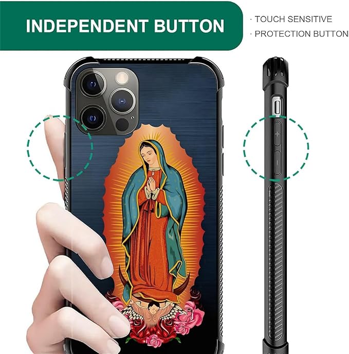 for iPhone 11 Pro Case, Red Virgen Guadalupe Pattern Made of Soft Silicone Hard Acrylic Shock Protection for iPhone 11 Pro