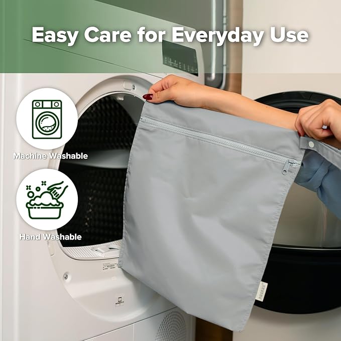 haakaa Waterproof Wet Bags for Baby Wet Dry Bags for Cloth Diaper, Swimsuit & Travel, 2pcs, Grey