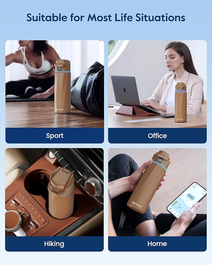 BOOST Smart Water Bottle that Reminds You to Drink, 24oz BPA-Free Stainless Steel Vacuum Insulated, Wide Mouth Water Tracker Bottle with APP for School, Gym, Office, Ideal for Mother's Day
