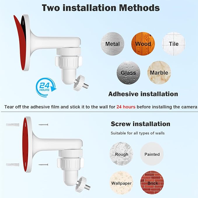 2Pack Adjustable Wall Mount for Arlo Pro, Arlo Pro 2/3/4, Arlo Ultra & Essential Spotlight Camera, No Drilling Indoor/Outdoor Mount, Attach Your Camera Everywhere Without Tools(Camera Not Included)