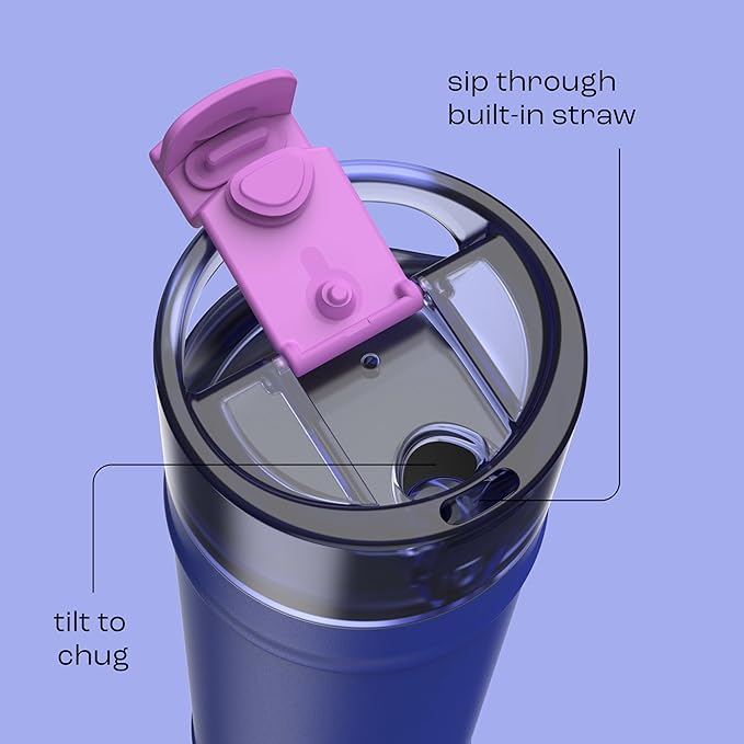 bubba 24 oz Dualsip Insulated Stainless Steel Water Bottle with Straw - Reusable, Leakproof, Lightweight, Dishwasher Safe, Lead-Free and BPA-Free, Ocean Energy