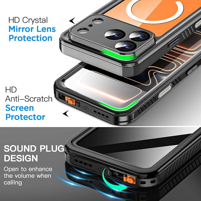 AICase for iPhone 17 Pro Max Case Waterproof Clear with MagSafe Water Proof/Snowproof/Dustproof/Shockproof,IP68 Certified 360 Full Body Protection Fully Sealed Underwater for iPhone 17 Pro Max 6.9"