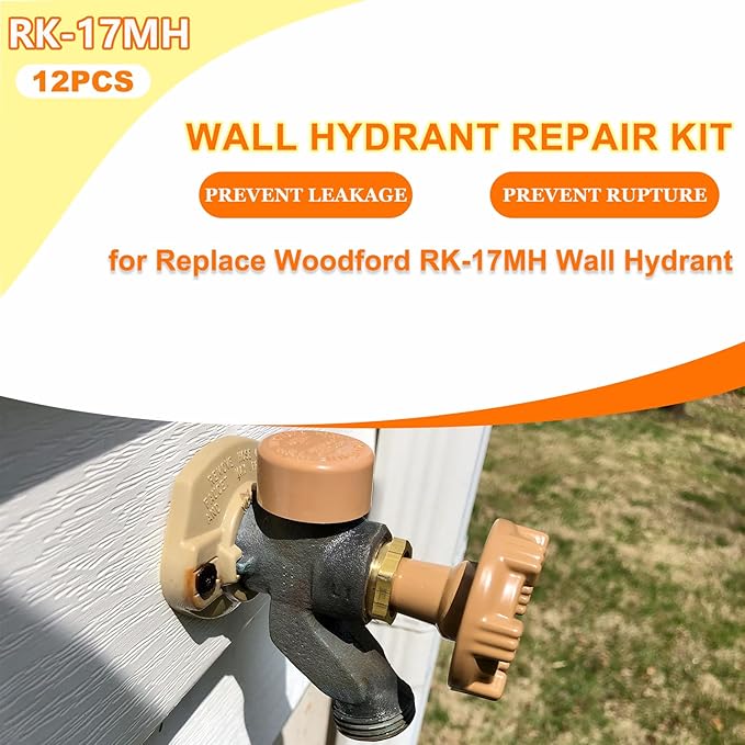 RK-17MH Repair Kit, Metal Handle, for Woodford Model 17 Outdoor Faucet, Wall Faucet Repair Kit, Anti-Freeze Design (12Pcs)