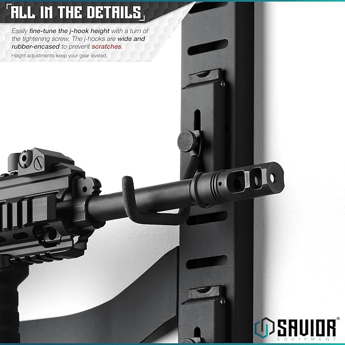 Savior Equipment Horizontal Steel Wall Mount Firearm Rifle Display Rack, Compound Bow Shotgun Carbine Gun Sword Tactical Vest Gear Hanger Free-Standing Indoor Storage Organizer, 10 Mounting Hooks