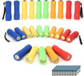 Whaply 30-Pack Small Mini Flashlight Set, 5 Colors, COB LED Handheld Flashlight with Lanyard,90-Pack AAA Battery Included for Kids/Night Reading/Party/Camping/Emergency/Hunting