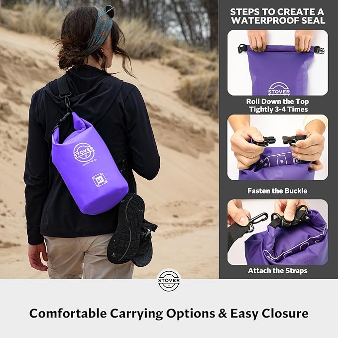 STOVER 5/10/25/30/40/55L Waterproof Dry Bag- Roll-Top Backpack w/Phone Case- Kayaking, Hiking, Camping, Boating- Men/Women