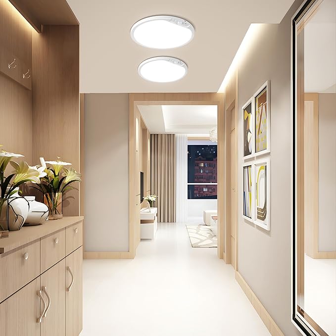 SunRider 12 Inch Rechargeable Motion Sensor LED Ceiling Light with Remote, Wireless Dimmable 3CCT Battery Operated LED Closet Lights for Stair Hallway