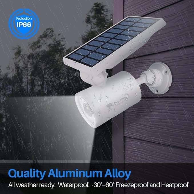 Solar Motion Sensor Light Outdoor of 2, Motion Sensor Solar Lights Aluminum Cameras Fill Flood Security Spotlights for Yard Fence Patio Garden 100-Week 100% Free Replacement