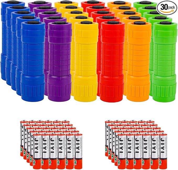 Whaply Small Mini Flashlights Pack of 30,Assorted Colors,New Type Cob Light,With Battery