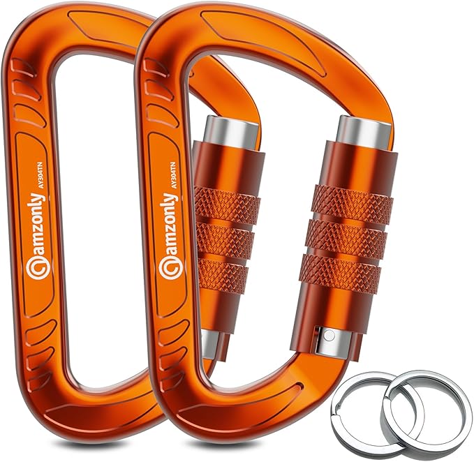3inch Auto Locking Carabiner Clips Heavy Duty, 12KN /2697lbs Lightweight keychain carabiners, Sturdy Twist Lock Caribeeners for Camping Hiking Hammock Swing Backpack, dog leash and Harness etc