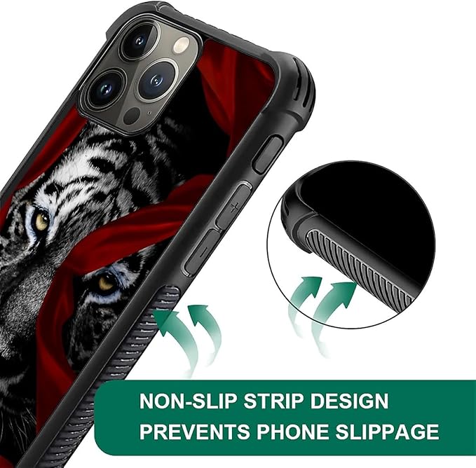 for iPhone 16 Pro Case, Red Ribbon Tiger Pattern Graphic Design Girl Boy Soft Silicone Hard Acrylic Shock Protection for iPhone 16 Pro