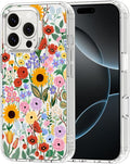 MOSNOVO Case for iPhone 16 Pro, [Buffertech 6.6ft Military-Grade Drop Protection] [Anti Peel Off Tech] Clear TPU Bumper Phone Case Cover Design - Blossom & Bloom