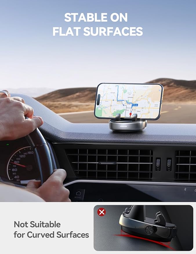 JOYROOM Car Phone Holder, [Adjustable Spring Design] Dashboard Cell Phone Holder Compatible with Popsocket, 360°Rotatable & Vertical 30°Adjustable Mount for Car, Silver