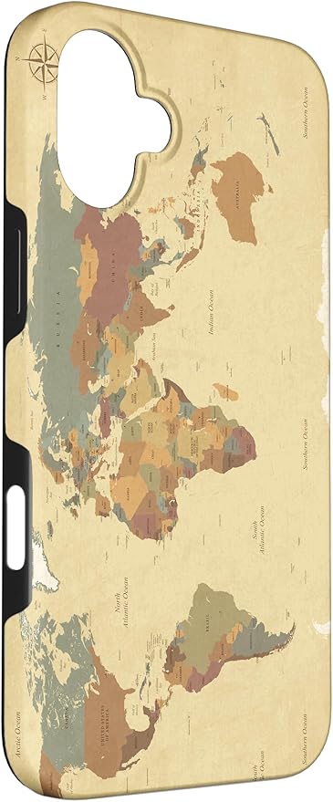 Globe Map Smartphone Cell Cover Gift World Map Pattern Phone Case for iPhone 16 Plus