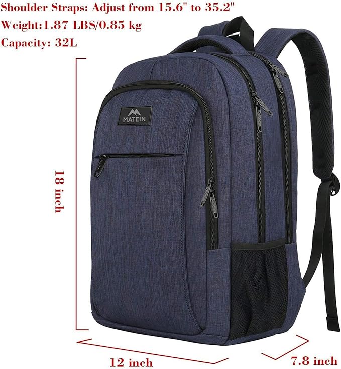 MATEIN Laptop Backpack,Slim Travel Backpack with Laptop Compartment for Men Women,College Daypack Gift Computer Bag fits 15.6 Inch Notebook, Blue