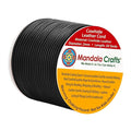 Mandala Crafts Round Cowhide Genuine Black Leather Cord for Jewelry Making Kumihimo Leather Rope Spool - Black String Lace - 20 Yds 2mm Cording