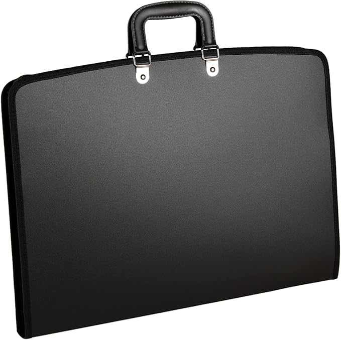 Acocony 11x17 Portfolio Folder for Artwork with Zipper Closure 11x17 Portfolio Case PP Material Oxford Cloth Edge Waterproof Black 1 Pack