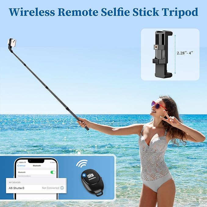 Nineigh Phone Tripod, 70" Selfie Stick Tripod Stand Cell Phone Tripods with Remote Phone Holder Carry Bag, Aluminum Alloy Selfie Stick Tripods, Compatible with iPhone Samsung GoPro Smartphone